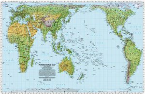 Pacific-centered Peters Equal Area Map 20.5"x32" Folded