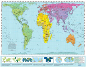 Peters Equal Area Wall Map 39"x49" Folded, w/ Panels